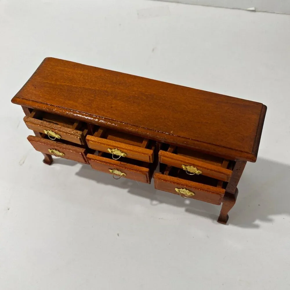 Dollhouse Furniture Three Hands Corp 5 Pc China Cabinet Buffet 3 Chair+ 2  Free - Picture 6 of 11